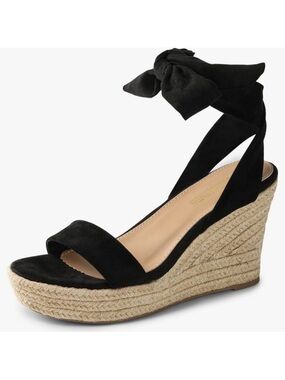 Dreams pairs Black Espadrille Wedge Sandals with Ankle Tie size 7.5